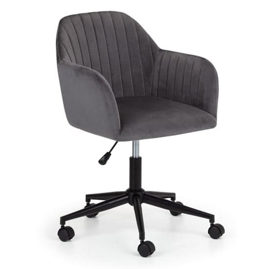 Kacella Velvet Swivel Home And Office Chair In Grey_1