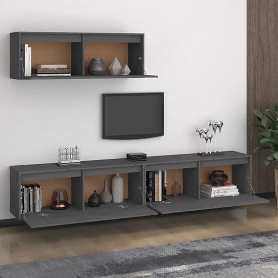 Kahoni Solid Pinewood Entertainment Unit In Grey_2
