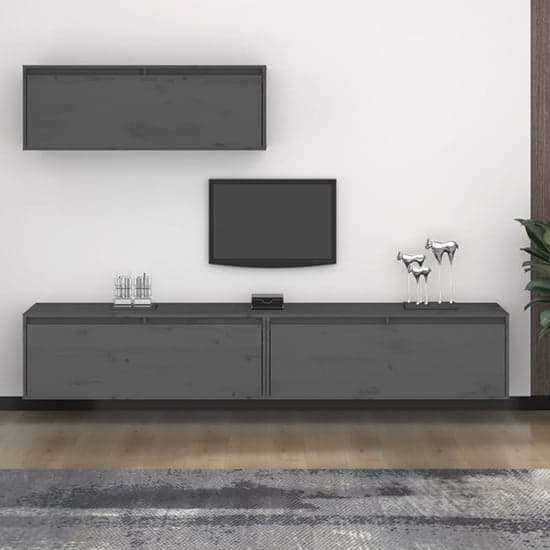 Kahoni Solid Pinewood Entertainment Unit In Grey_1