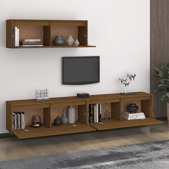 Kahoni Solid Pinewood Entertainment Unit In Honey Brown_2