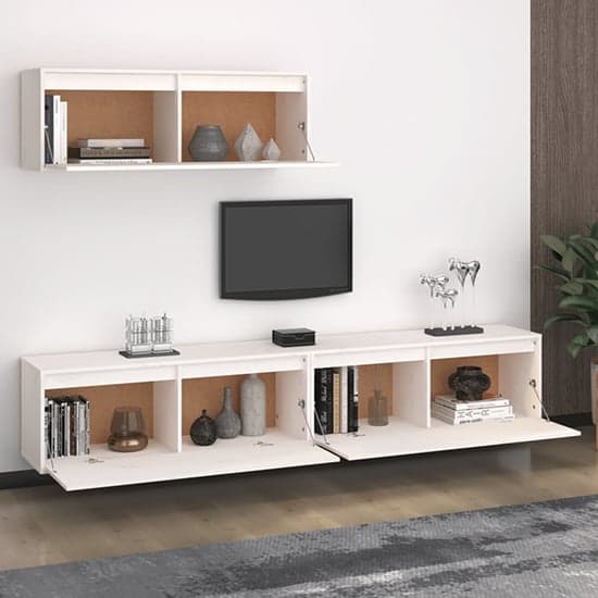 Kahoni Solid Pinewood Entertainment Unit In White_2