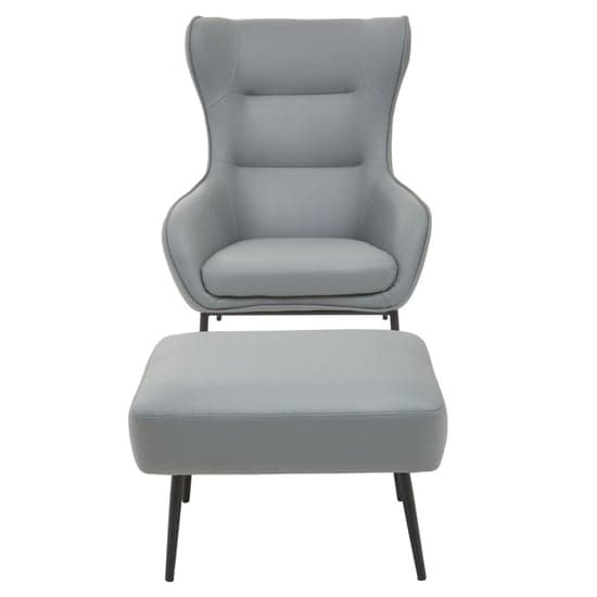 Kaila Faux Leather Armchair With Foot Stool In Grey_2