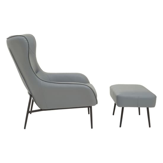 Kaila Faux Leather Armchair With Foot Stool In Grey_3