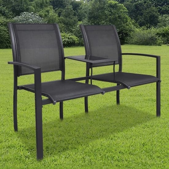 Kaina Steel 2 Seater Garden Seating Bench In Black_1