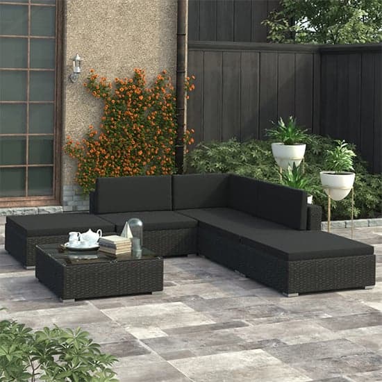 Kaira Rattan 6 Piece Garden Lounge Set With Cushions In Black_1