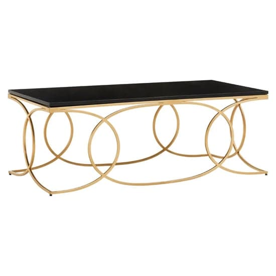 Kairi Marble Coffee Table In Black With Gold Metal Frame_1
