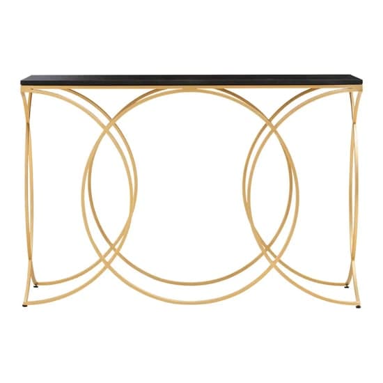 Kairi Marble Console Table In Black With Gold Metal Frame_2