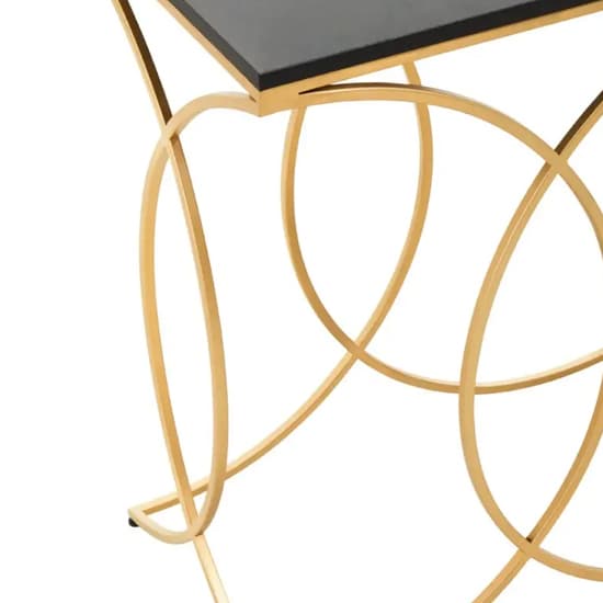 Kairi Marble Console Table In Black With Gold Metal Frame_4