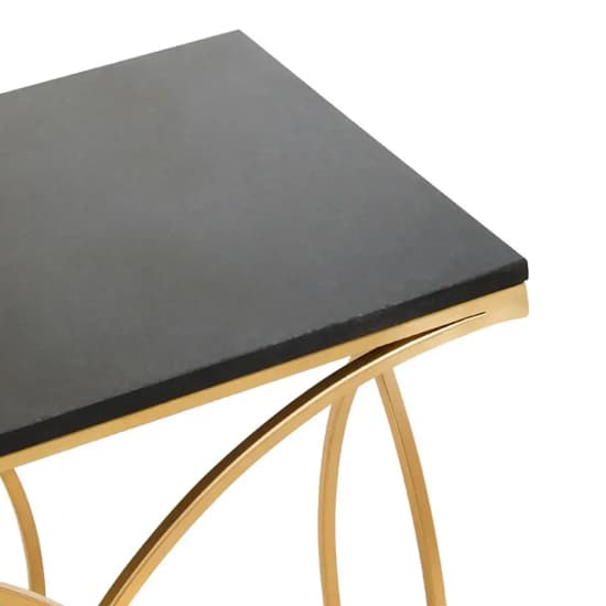 Kairi Marble Console Table In Black With Gold Metal Frame_5