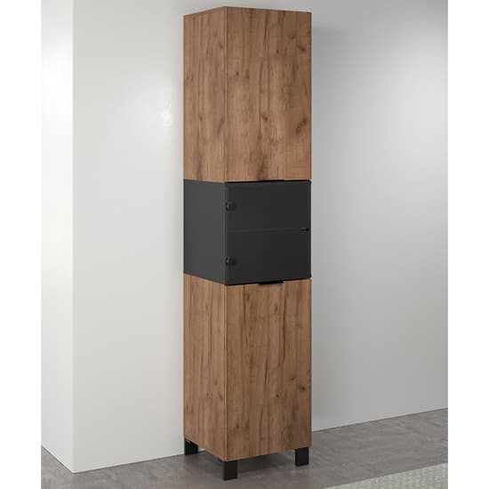 Kairi Storage Cabinet In Tobacco Oak And Matt Black With LED_4