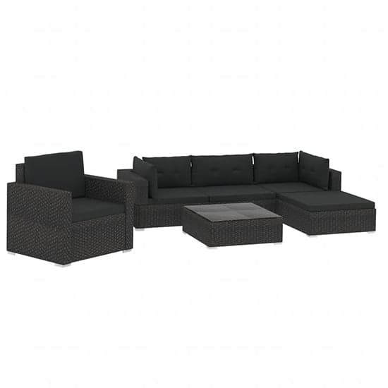 Kairu Rattan 6 Piece Garden Lounge Set With Cushions In Black_2