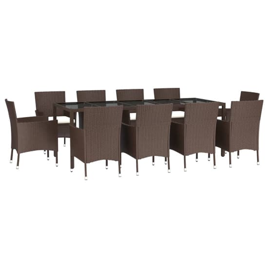 Kaius Rattan 11 Piece Garden Dining Set With Cushions In Brown_3