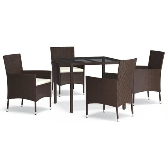 Kaius Rattan 5 Piece Garden Dining Set With Cushions In Brown_2