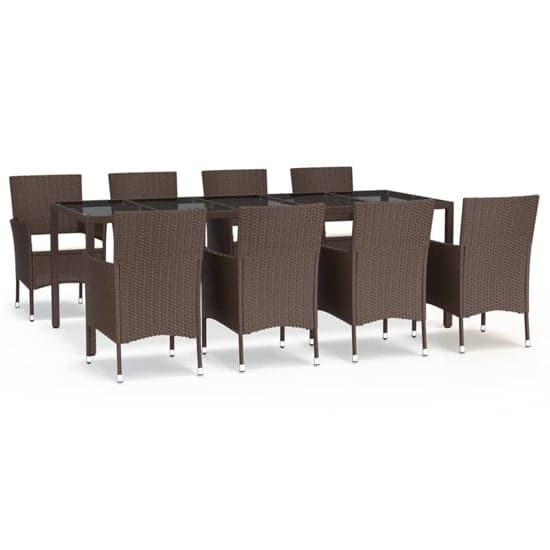 Kaius Rattan 9 Piece Garden Dining Set With Cushions In Brown_2