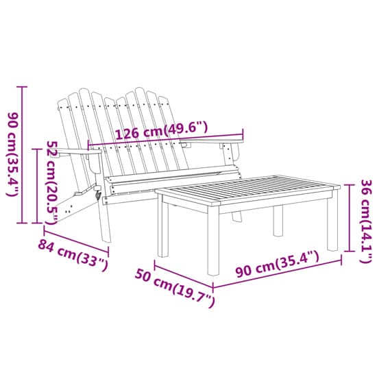 Kaius Solid Wood 3 Piece Garden Lounge Set With Bench In Acacia_6
