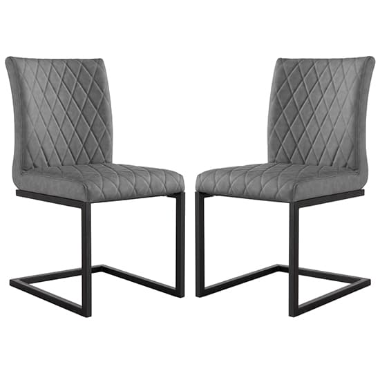Kalamazoo Grey Faux Leather Cantilever Dining Chairs In Pair