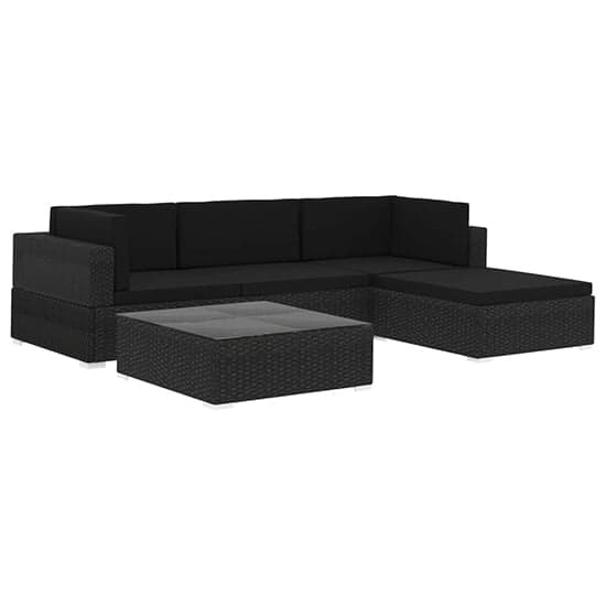 Kaleo Rattan 5 Piece Garden Lounge Set With Cushions In Black_2