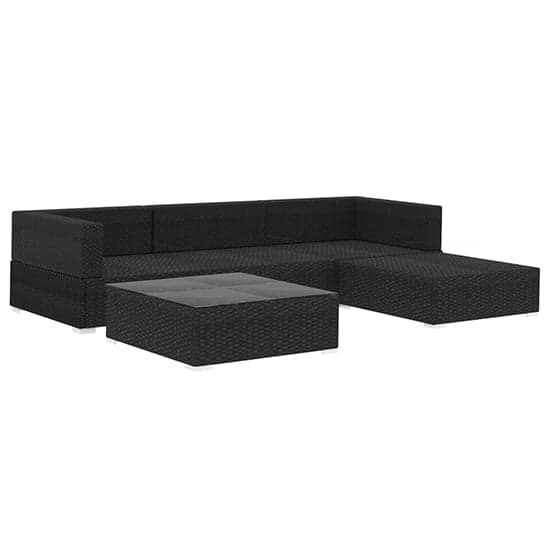 Kaleo Rattan 5 Piece Garden Lounge Set With Cushions In Black_3