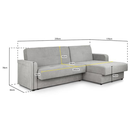 Kalil Fabric Universal Corner Sofa Bed In Grey Furniture in Fashion