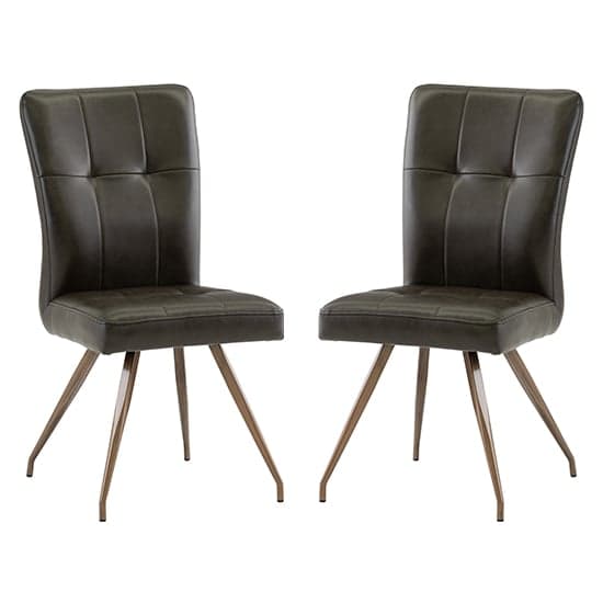 Kalista Dark Brown Faux Leather Dining Chairs In Pair_1