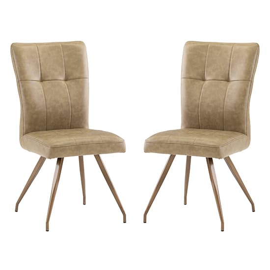 Kalista Taupe Faux Leather Dining Chairs In Pair_1