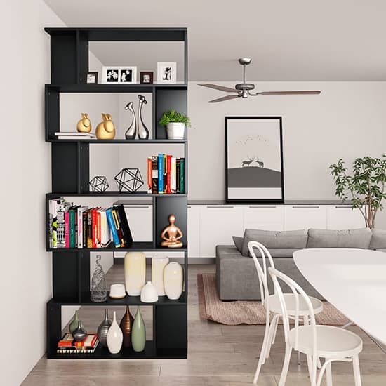 Kalle Wooden Bookcase And Room Divider In Black_2