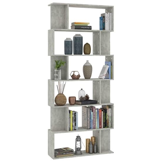 Kalle Wooden Bookcase And Room Divider In Concrete Effect_3