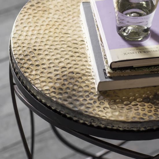 Kamba Round Metal Side Table In Gold And Black_4