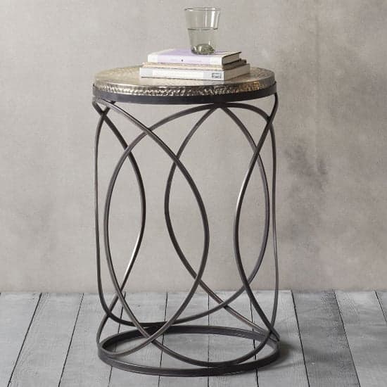 Kamba Round Metal Side Table In Gold And Black_1