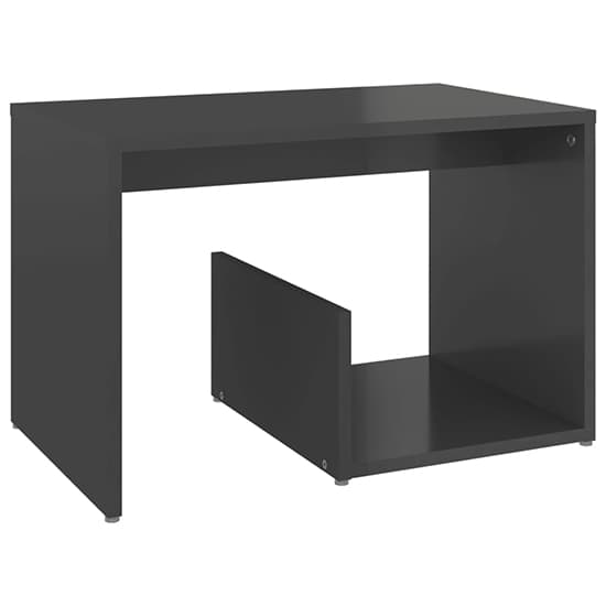 Kanoa High Gloss Side Table With Ample Storage In Grey_2