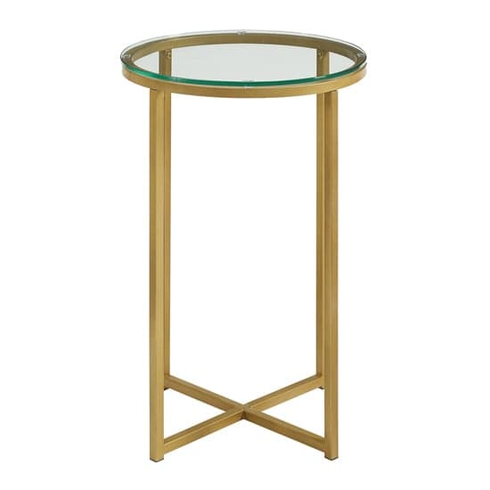 Kansas Round Clear Glass Side Table With Gold Metal Frame_4