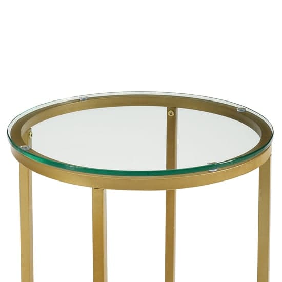 Kansas Round Clear Glass Side Table With Gold Metal Frame_5