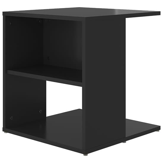 Kaori High Gloss Side Table With Shelves In Black_4