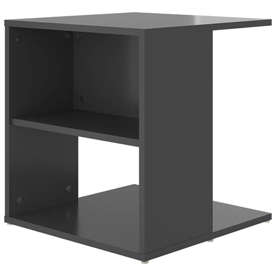 Kaori High Gloss Side Table With Shelves In Grey_4