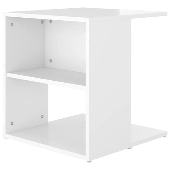 Kaori High Gloss Side Table With Shelves In White_4