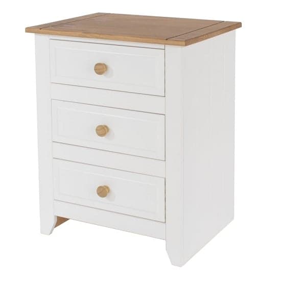 Knowle Three Drawer Bedside Cabinet In White And Antique Wax_1