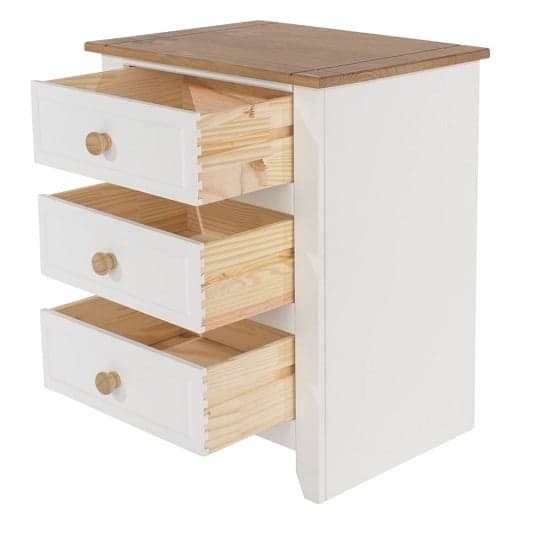 Knowle Three Drawer Bedside Cabinet In White And Antique Wax_2
