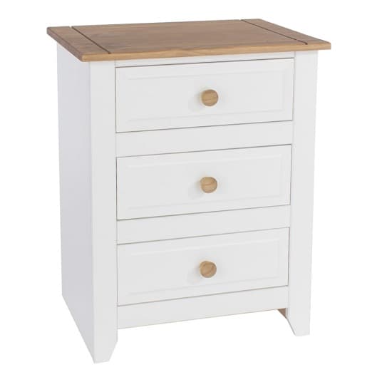 Knowle Three Drawer Bedside Cabinet In White And Antique Wax_3