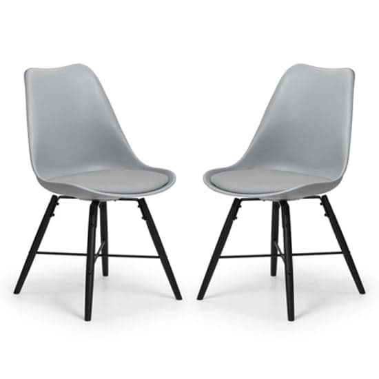 Kaili Dining Chair With Grey Seat And Black Legs In Pair