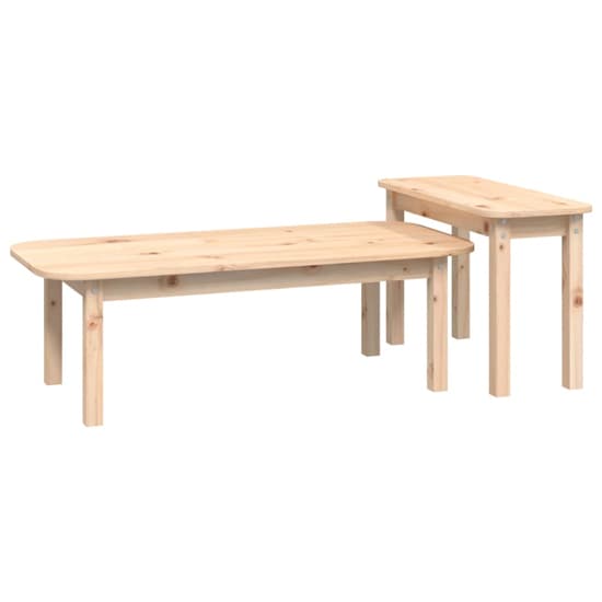Karis Solid Pine Wood Set Of 2 Coffee Tables In Brown_3