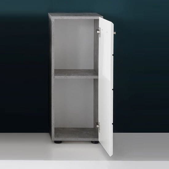Karla Bathroom Storage Cabinet In Stone Grey White High Gloss_2