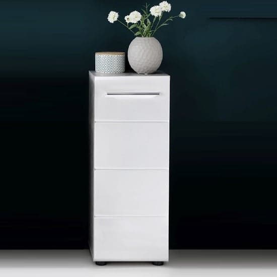 Karla Bathroom Storage Cabinet In Stone Grey White High Gloss_1