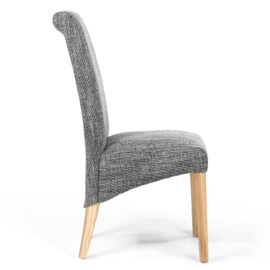 Kaduna Scroll Back Tweed Grey Dining Chairs In Pair_3