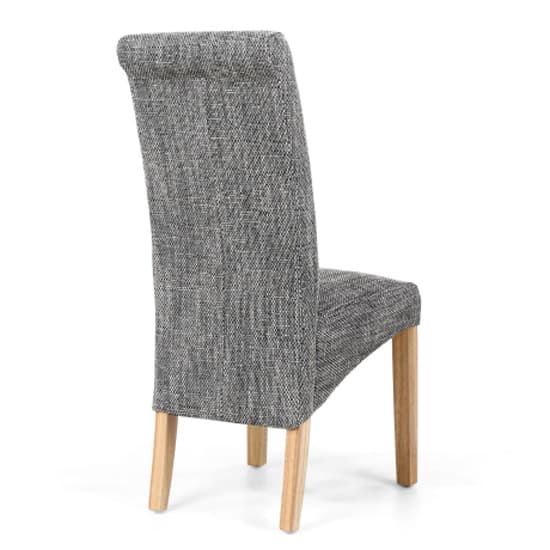 Kaduna Scroll Back Tweed Grey Dining Chairs In Pair_4
