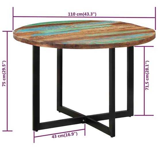 Kasani Round Solid Reclaimed Wood Dining Table In Multi-Colour_4