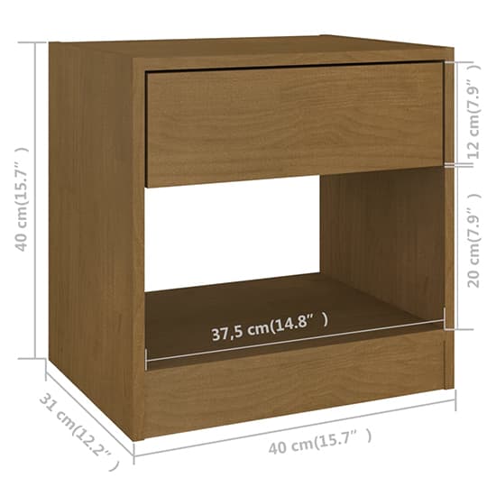 Kasia Pinewood Bedside Cabinet With 1 Drawer In Honey Brown_4