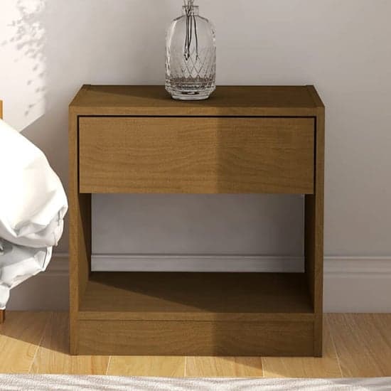 Kasia Pinewood Bedside Cabinet With 1 Drawer In Honey Brown_1