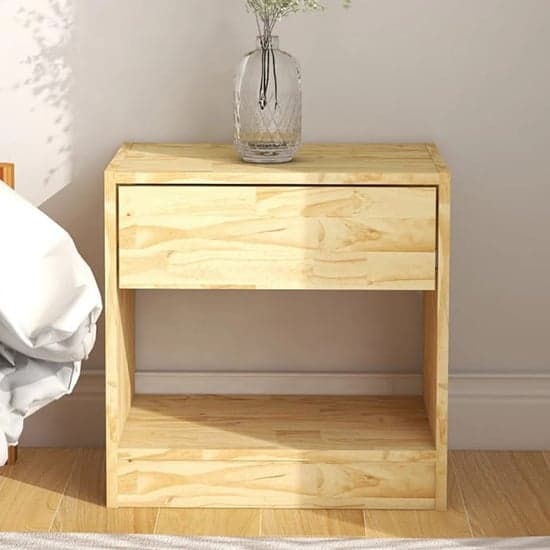 Kasia Pinewood Bedside Cabinet With 1 Drawer In Natural_1