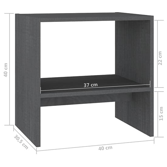 Kasia Pinewood Bedside Cabinet With Undershelf In Grey_5