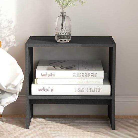 Kasia Pinewood Bedside Cabinet With Undershelf In Grey_1